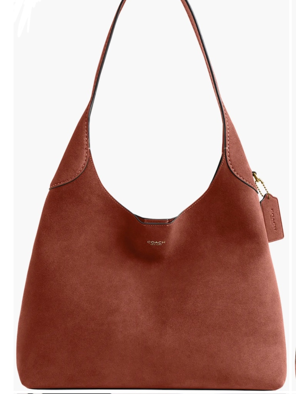 NWT $395 COACH Brooklyn 34 Suede Shoulder Bag in CLAY!